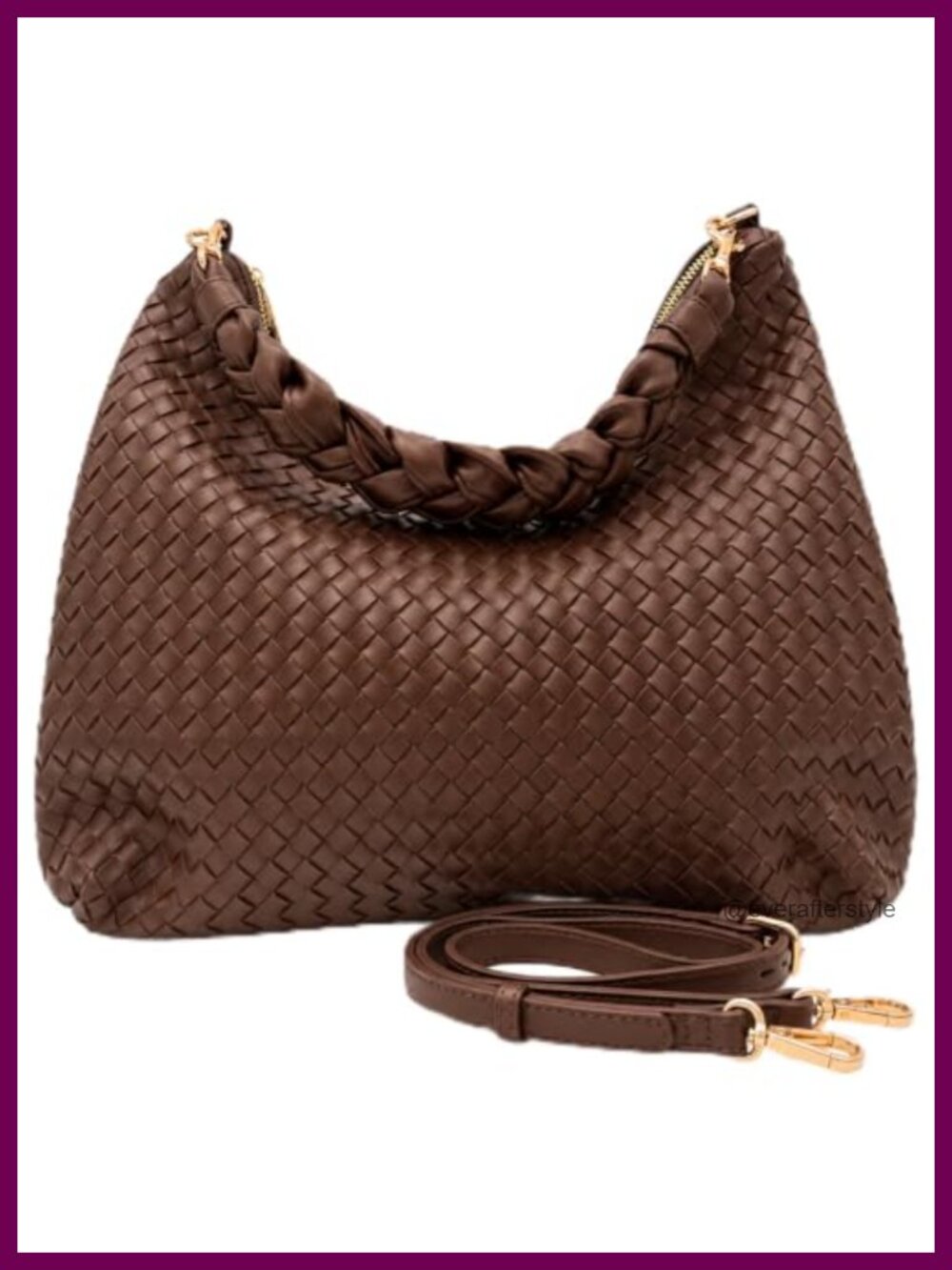 Woven Vegan Leather Crossbody Bag Fits 13in Laptop Adjustable Strap